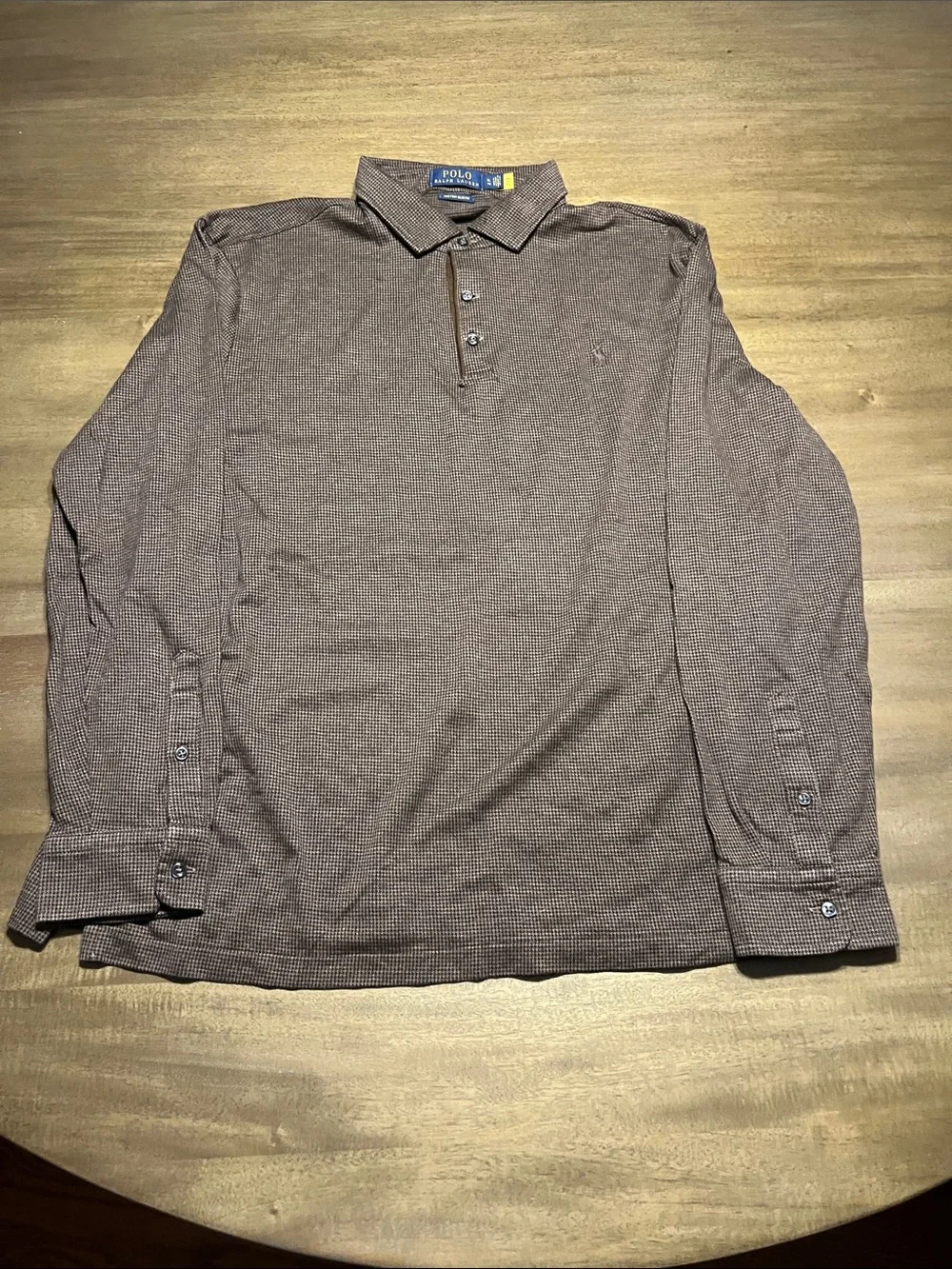 Polo by Ralph Lauren Brown Houndstooth Custom Slim Fit Polo